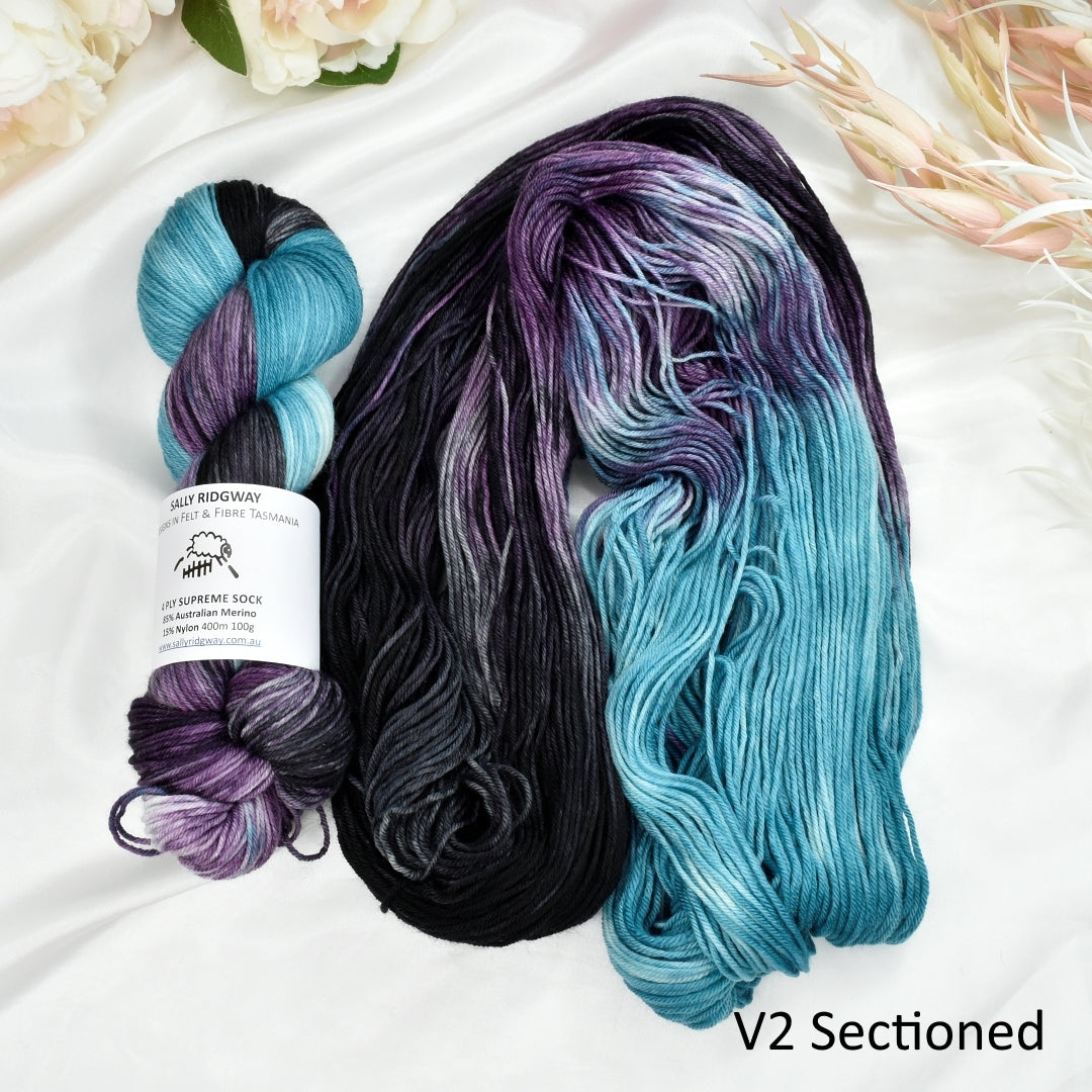 Teal Moon 4 ply Supreme Sock Yarn Hand Dyed| Sock Yarn | Sally Ridgway | Shop Wool, Felt and Fibre Online
