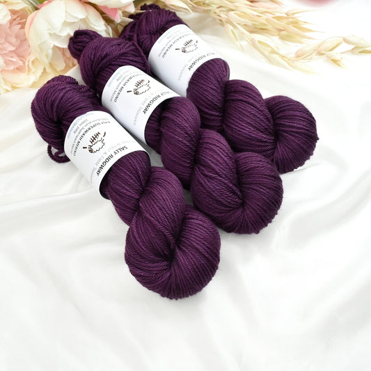 Velvet Plum on 8 Ply Superwash 100% Merino Yarn| 8 Ply Superwash Merino Yarn | Sally Ridgway | Shop Wool, Felt and Fibre Online