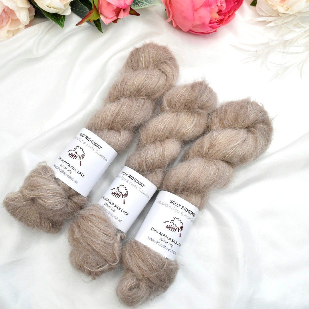 Antiquity Brushed Suri Alpaca Silk Lace Hand Dyed| Suri Silk Lace | Sally Ridgway | Shop Wool, Felt and Fibre Online