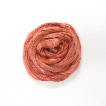 Mulberry Silk Roving Hand Dyed in Apricot Lace| Silk Roving/Sliver | Sally Ridgway | Shop Wool, Felt and Fibre Online