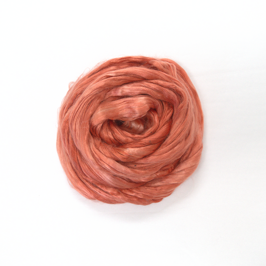 Mulberry Silk Roving Hand Dyed in Apricot Lace| Silk Roving/Sliver | Sally Ridgway | Shop Wool, Felt and Fibre Online