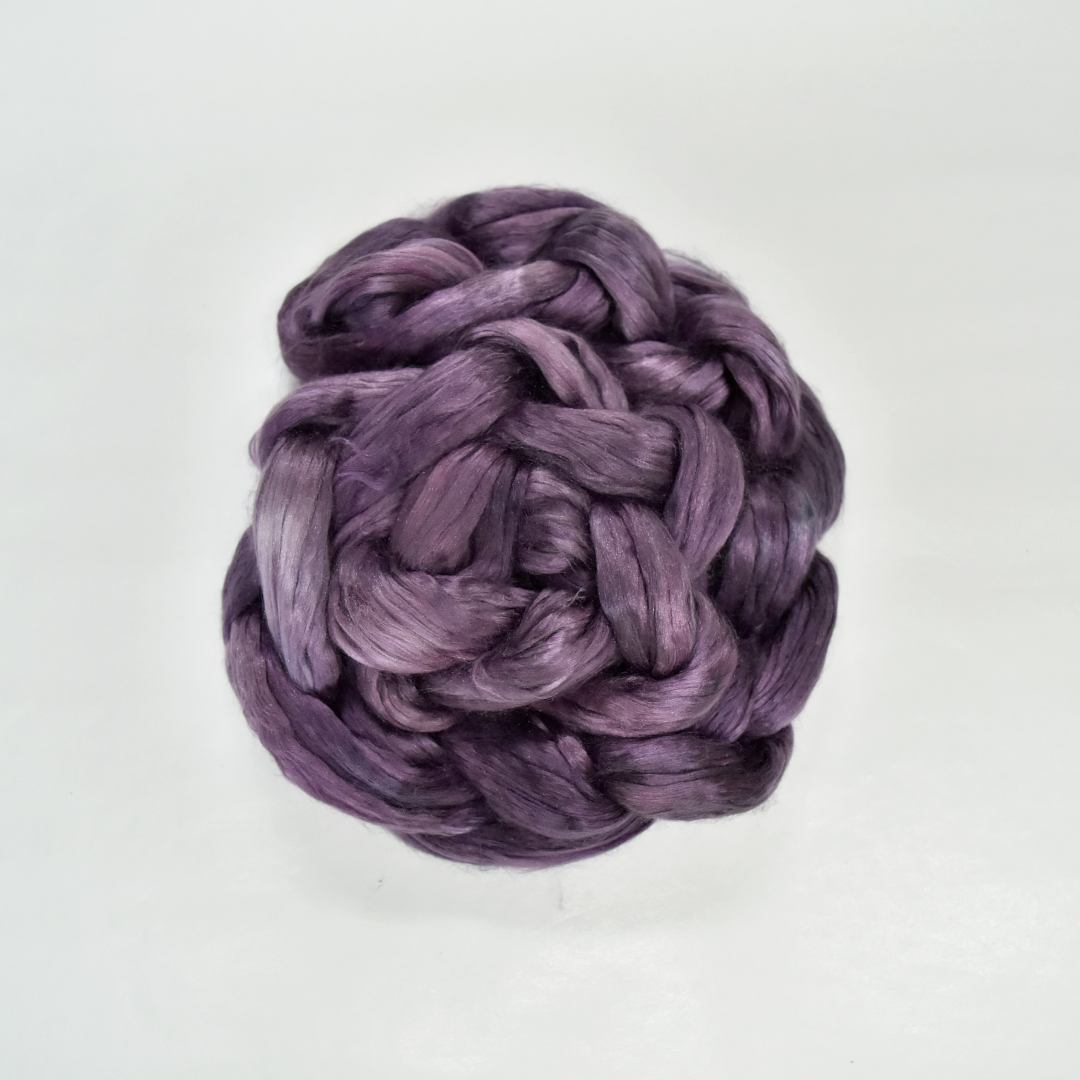 Mulberry Silk Roving Hand Dyed Aubergine