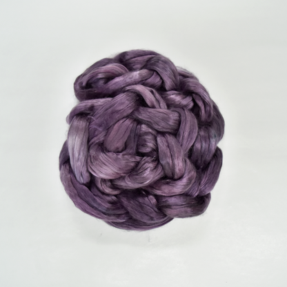 Mulberry Silk Roving Hand Dyed Aubergine
