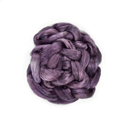 Mulberry Silk Roving Hand Dyed Aubergine