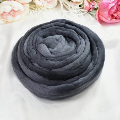 Tasmanian Merino Wool Combed Top Hand Dyed Charcoal-Merino Wool Tops-2-Charcoal 100 grams-Sally Ridgway Designs in Felt &amp; Fibre