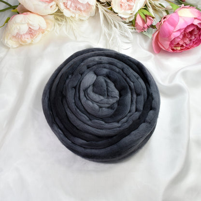 Tasmanian Merino Wool Combed Top Hand Dyed Charcoal-Merino Wool Tops-1-Charcoal 100 grams-Sally Ridgway Designs in Felt &amp; Fibre