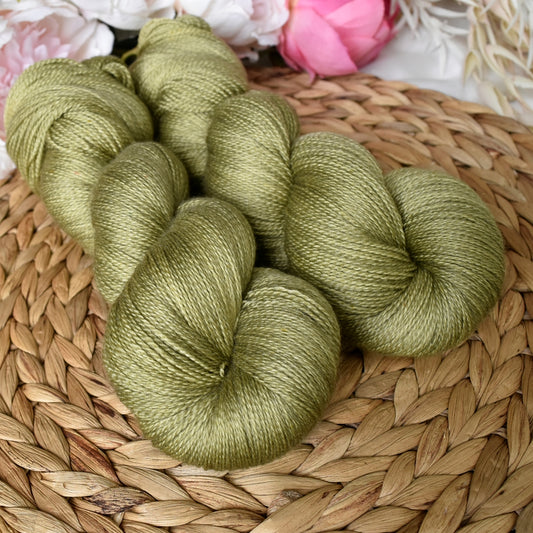 Avocado on Merino Silk Lace| Merino Silk Lace | Sally Ridgway | Shop Wool, Felt and Fibre Online