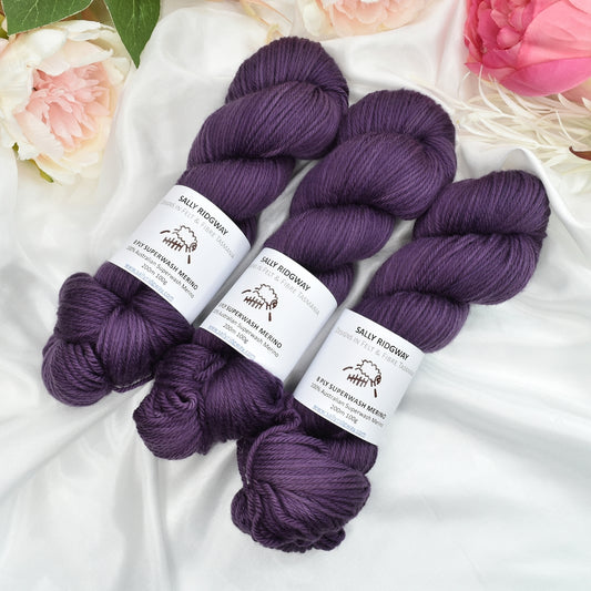 Black Grape on 8 Ply Superwash 100% Merino Yarn| 8 Ply Superwash Merino Yarn | Sally Ridgway | Shop Wool, Felt and Fibre Online