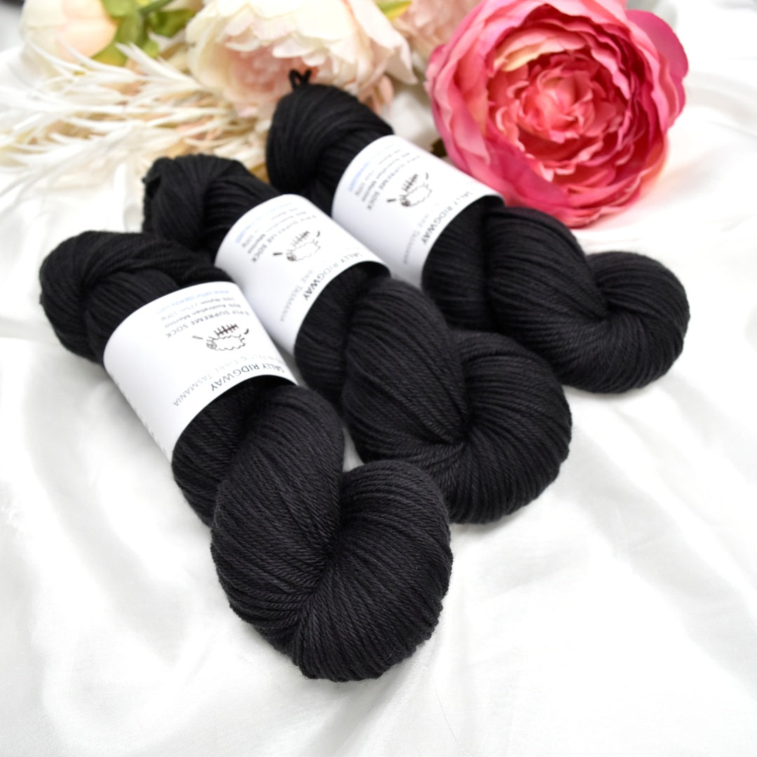 hand dyed knitting yarn 8 Ply Supreme Sock in Soot| 8 Ply Supreme Sock | Sally Ridgway | Shop Wool, Felt and Fibre Online