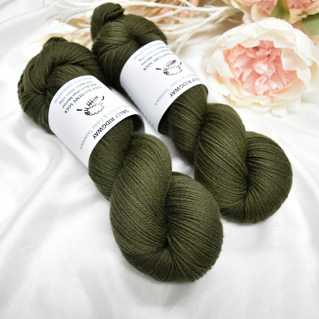 Black Lichen Hand Dyed 4 ply Supreme Sock Yarn| Sock Yarn | Sally Ridgway | Shop Wool, Felt and Fibre Online