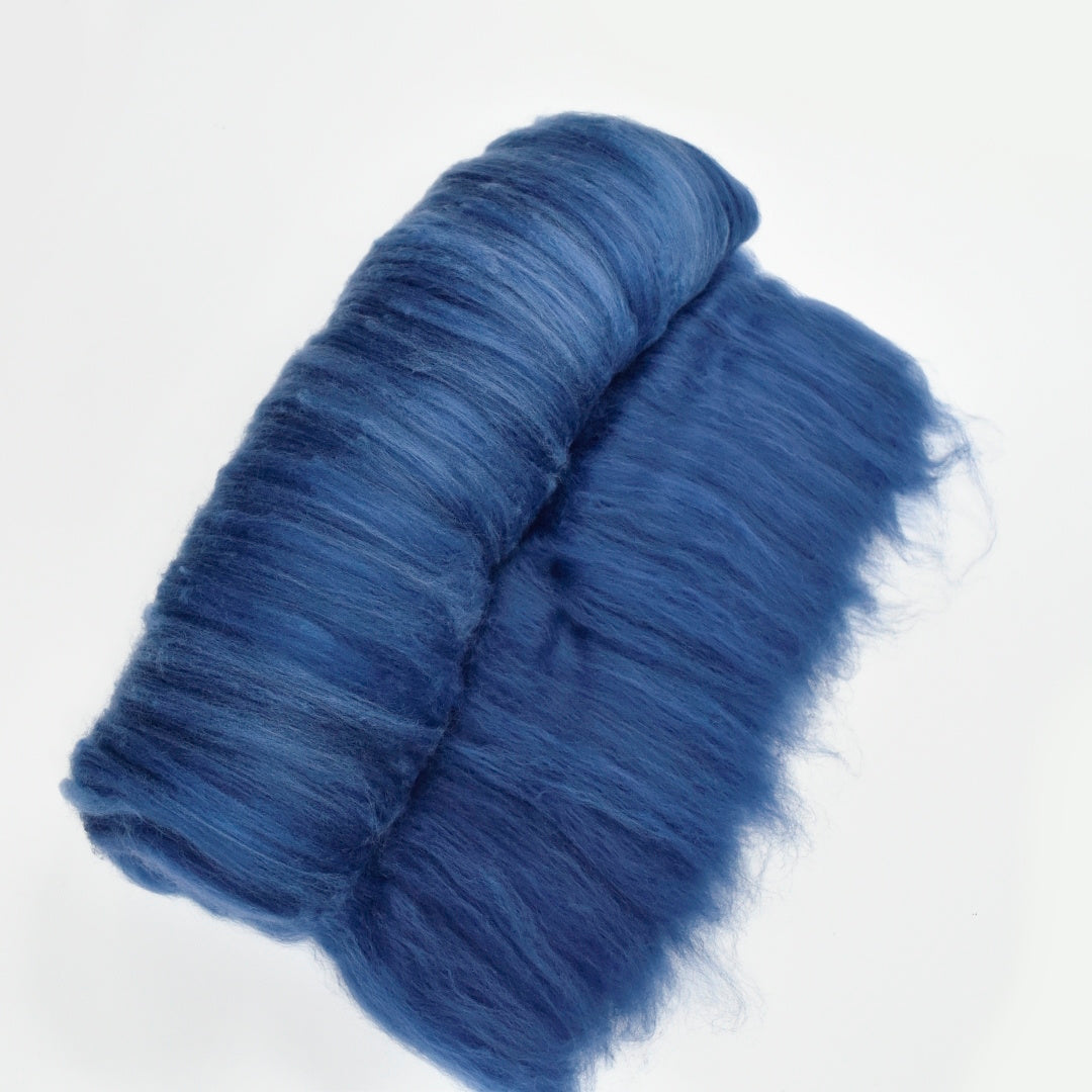 Tasmanian Merino Wool Carded Batts Hand Dyed Steel Blue