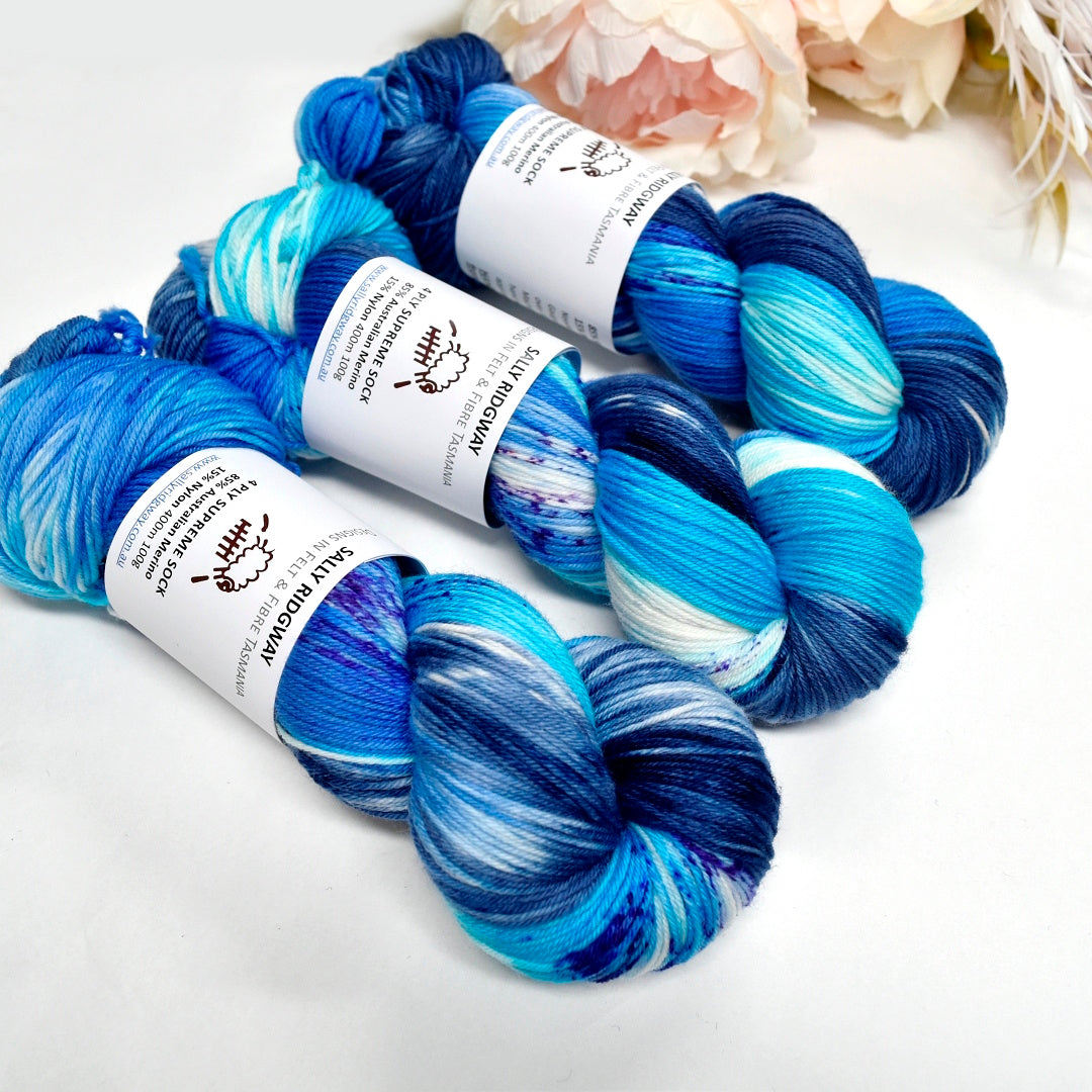 4 ply Supreme Sock Yarn Hand Dyed Galaxy| Sock Yarn | Sally Ridgway | Shop Wool, Felt and Fibre Online