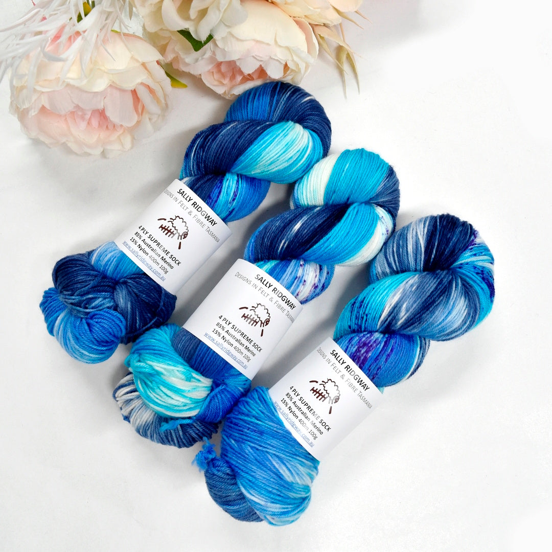 4 ply Supreme Sock Yarn Hand Dyed Galaxy| Sock Yarn | Sally Ridgway | Shop Wool, Felt and Fibre Online