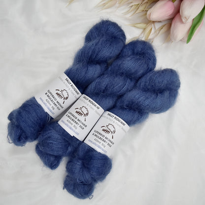 Superkid Mohair & Silk Hand Dyed Steel Blue| Mohair Silk | Sally Ridgway | Shop Wool, Felt and Fibre Online
