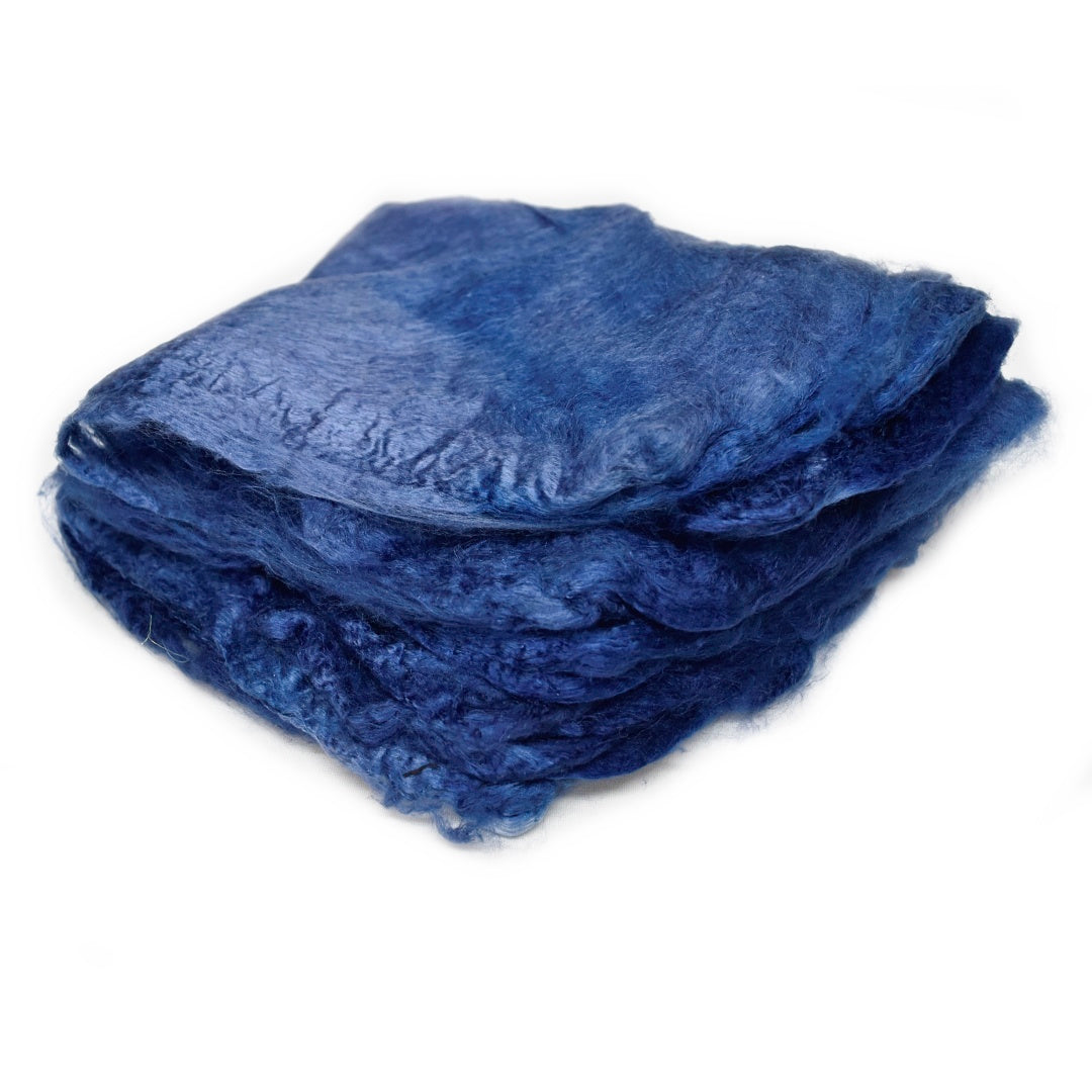 Mulberry Silk Hankies Hand Dyed Steel Blue| Silk Hankies | Sally Ridgway | Shop Wool, Felt and Fibre Online