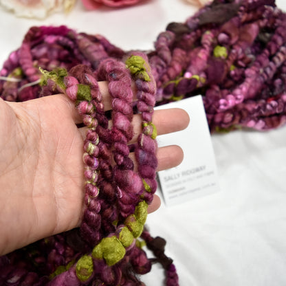 Handspun Chunky Tasmanian Merino Yarn in Plum BLossom| Hand Spun Yarn | Sally Ridgway | Shop Wool, Felt and Fibre Online