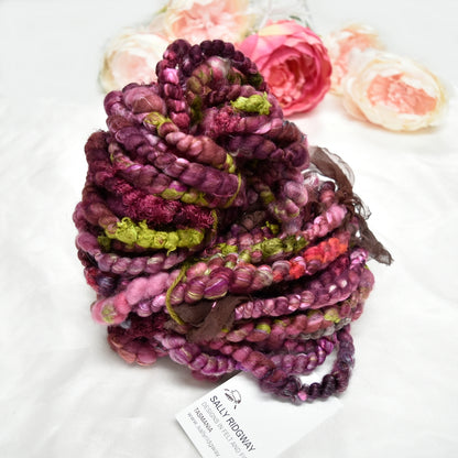 Handspun Chunky Tasmanian Merino Yarn in Plum BLossom| Hand Spun Yarn | Sally Ridgway | Shop Wool, Felt and Fibre Online