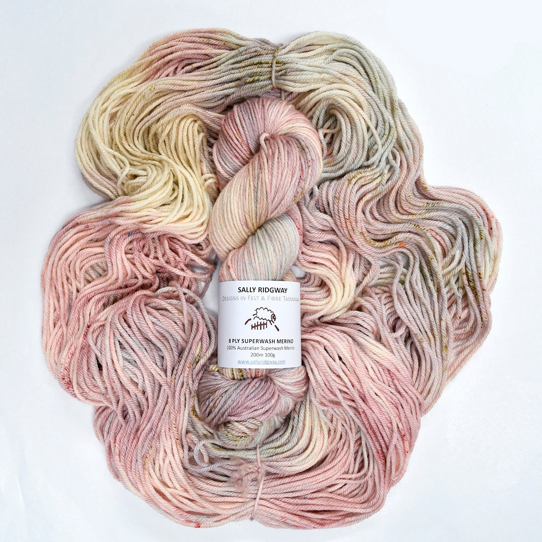 Chantilly on 8 Ply Superwash 100% Merino Yarn| 8 Ply Superwash Merino Yarn | Sally Ridgway | Shop Wool, Felt and Fibre Online