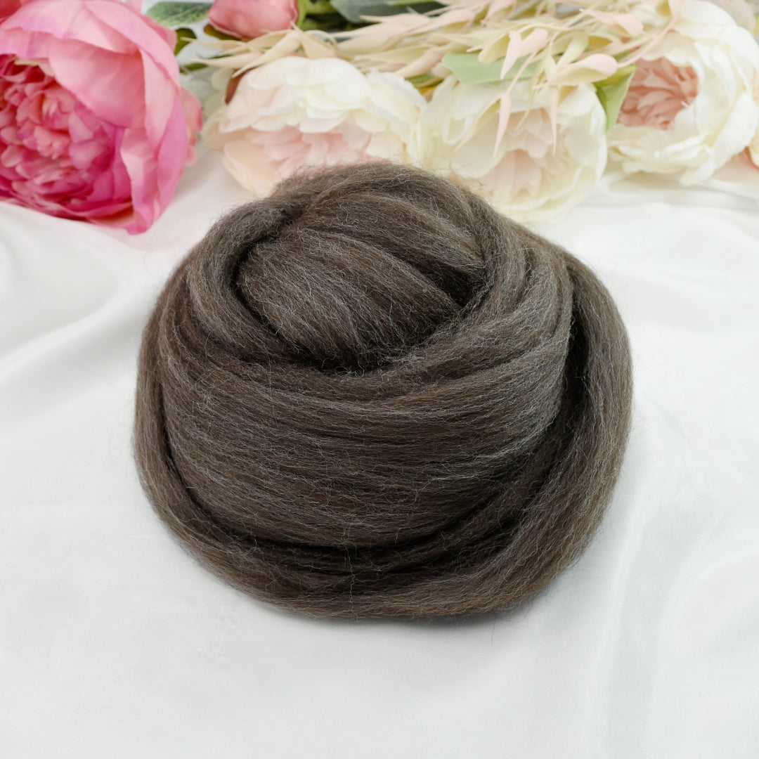 Charcoal Merino Corriedale & Alpaca Wool Top| Undyed Wool Roving Top | Sally Ridgway | Shop Wool, Felt and Fibre Online
