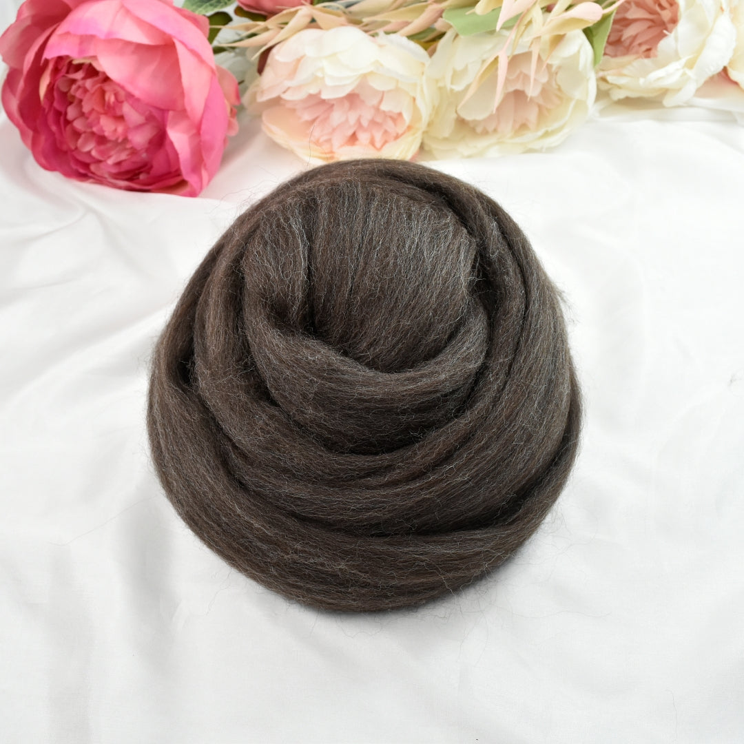 Charcoal Merino Corriedale & Alpaca Wool Top| Undyed Wool Roving Top | Sally Ridgway | Shop Wool, Felt and Fibre Online