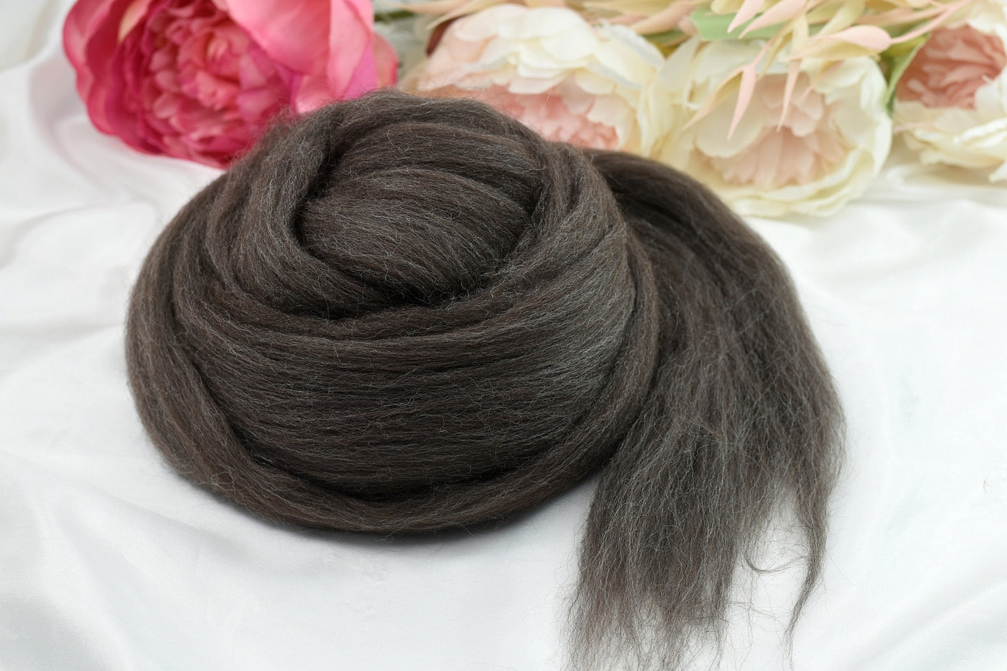 Charcoal Merino Corriedale & Alpaca Wool Top| Undyed Wool Roving Top | Sally Ridgway | Shop Wool, Felt and Fibre Online