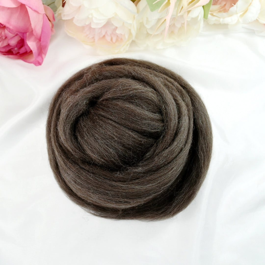 Charcoal Merino Corriedale & Alpaca Wool Top| Undyed Wool Roving Top | Sally Ridgway | Shop Wool, Felt and Fibre Online