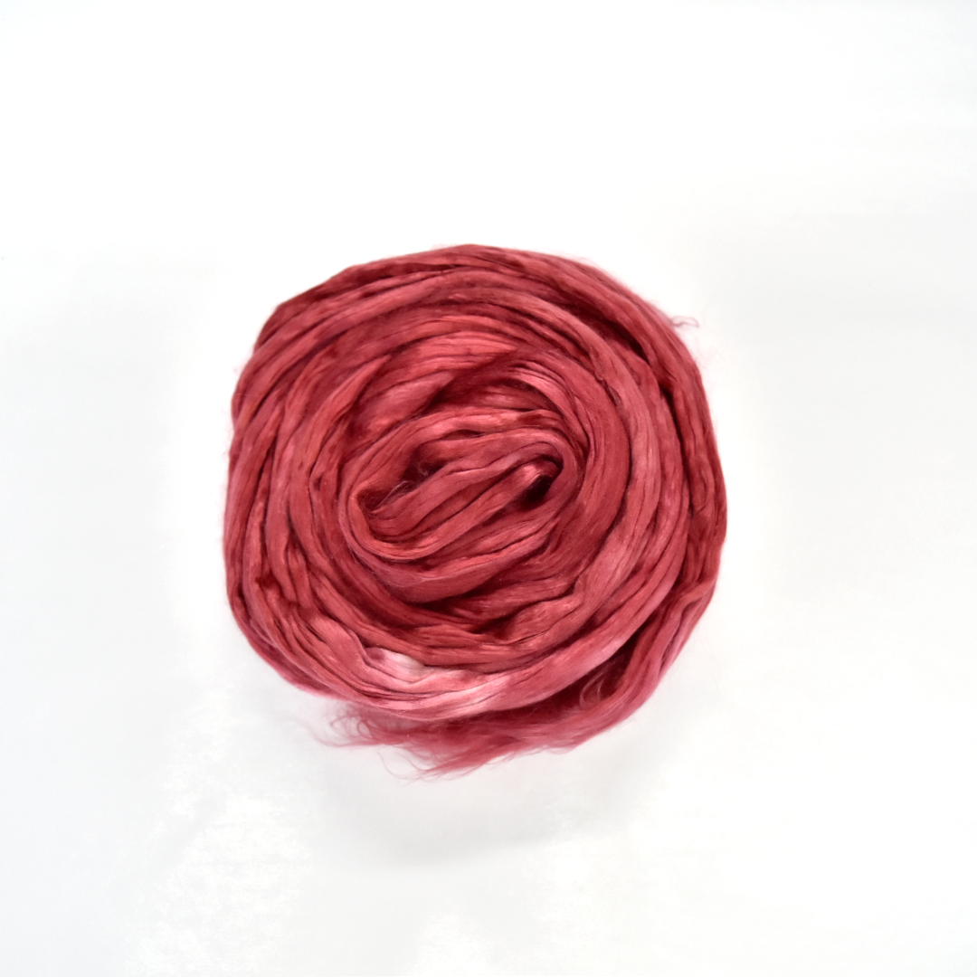 Mulberry Silk Roving Hand Dyed Chilli