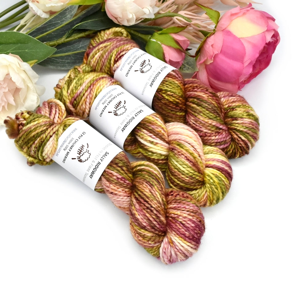 Chintz Bouquet on 12 ply Chunky Merino| Chunky Yarn | Sally Ridgway | Shop Wool, Felt and Fibre Online