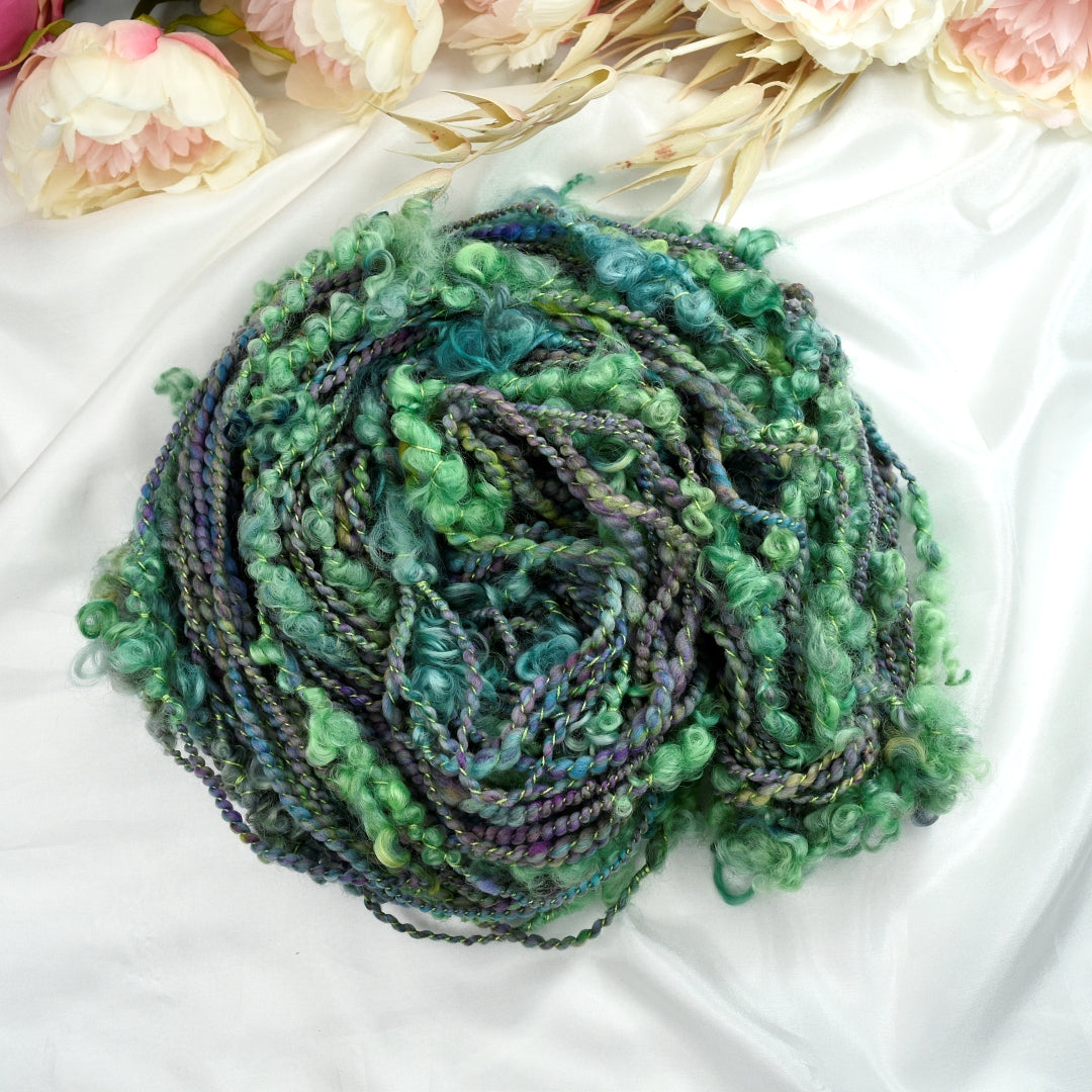 Chunky Hand Spun Art Yarn Calypso Teal-Hand Spun Yarn-3-57 mt / 145 grams-Sally Ridgway Designs in Felt &amp; Fibre