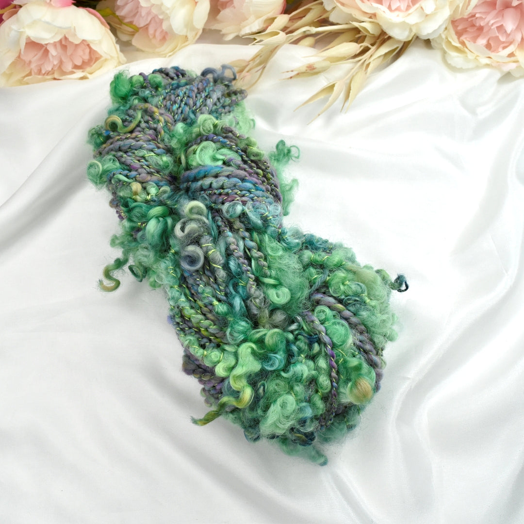 Chunky Hand Spun Art Yarn Calypso Teal-Hand Spun Yarn-1-57 mt / 145 grams-Sally Ridgway Designs in Felt &amp; Fibre