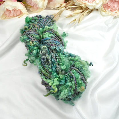 Chunky Hand Spun Art Yarn Calypso Teal-Hand Spun Yarn-1-57 mt / 145 grams-Sally Ridgway Designs in Felt &amp; Fibre