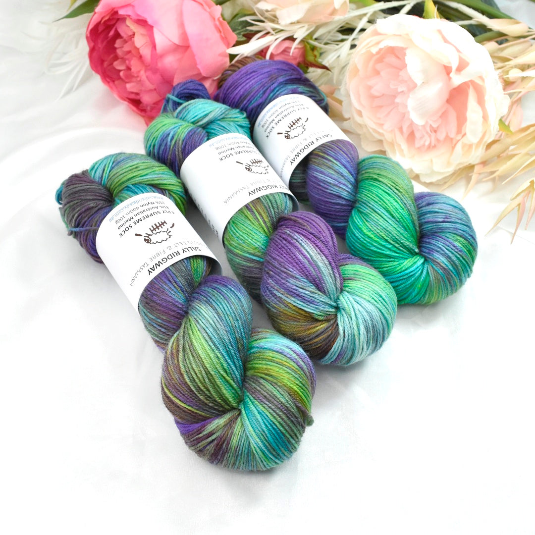 Twist and Shout 4 ply Supreme Sock Yarn Hand Dyed| Sock Yarn | Sally Ridgway | Shop Wool, Felt and Fibre Online