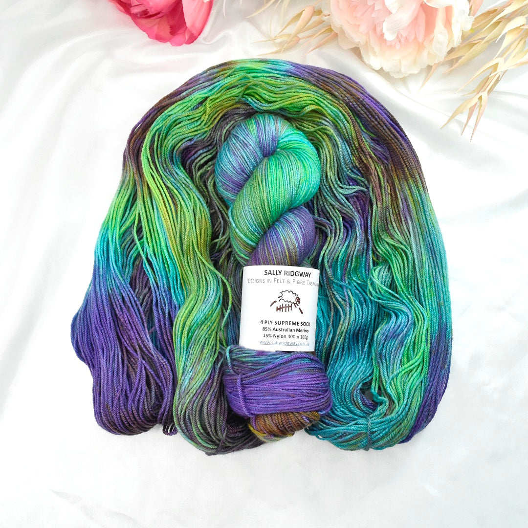 Twist and Shout 4 ply Supreme Sock Yarn Hand Dyed| Sock Yarn | Sally Ridgway | Shop Wool, Felt and Fibre Online