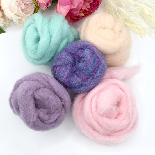 Fairy Tones Carded Corriedale Sliver Mixed Bags 125g| Corriedale Wool | Sally Ridgway | Shop Wool, Felt and Fibre Online