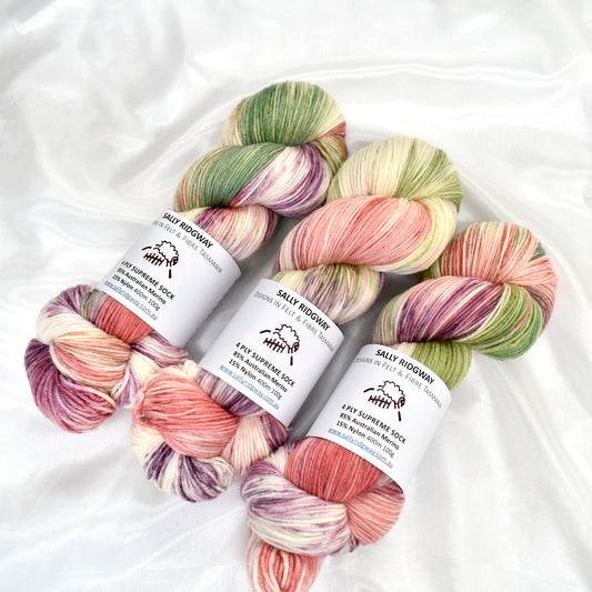 Cottage Garden Hand Dyed 4 ply Supreme Sock Yarn| Sock Yarn | Sally Ridgway | Shop Wool, Felt and Fibre Online