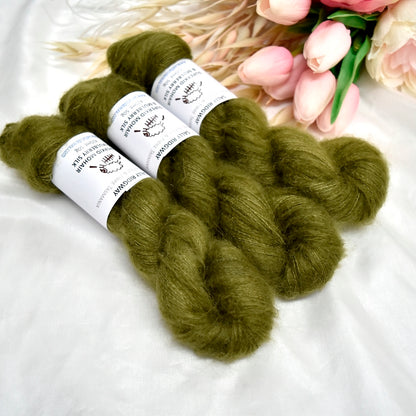 Superkid Mohair & Silk Hand Dyed Lichen Leaves| Mohair Silk | Sally Ridgway | Shop Wool, Felt and Fibre Online