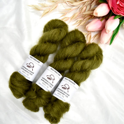 Superkid Mohair & Silk Hand Dyed Lichen Leaves| Mohair Silk | Sally Ridgway | Shop Wool, Felt and Fibre Online