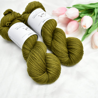 Dark Olive on 8 Ply Superwash 100% Merino Yarn