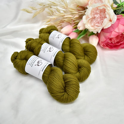 4 ply Supreme Sock Yarn Hand Dyed Dark Olive| Sock Yarn | Sally Ridgway | Shop Wool, Felt and Fibre Online