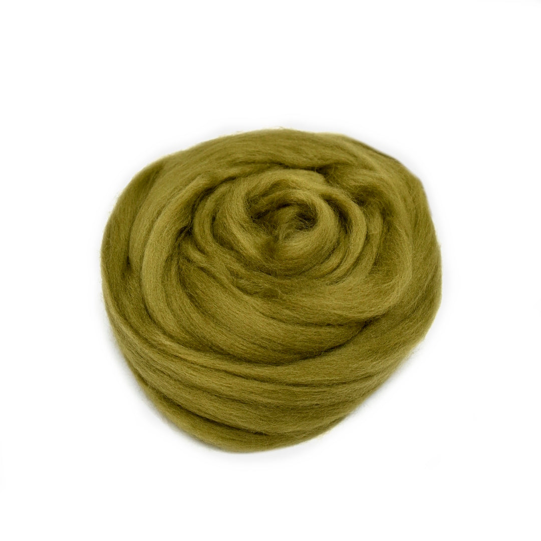 DHG Merino Wool Combed Top - Olive Green| DHG Wool Tops | Sally Ridgway | Shop Wool, Felt and Fibre Online