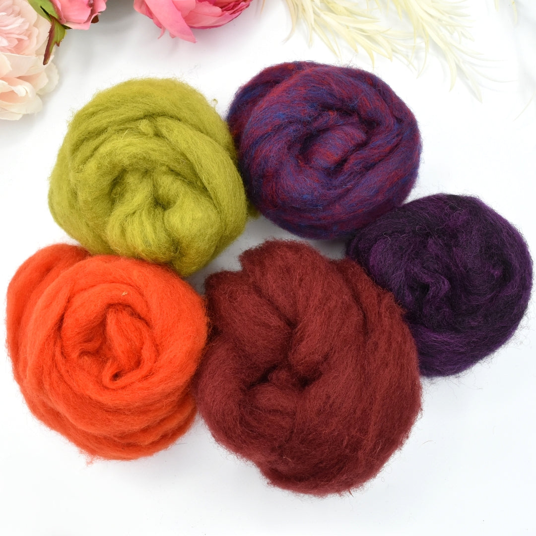 Dragon Tones Carded Corriedale Sliver Mixed Bags 125g| Corriedale Wool | Sally Ridgway | Shop Wool, Felt and Fibre Online