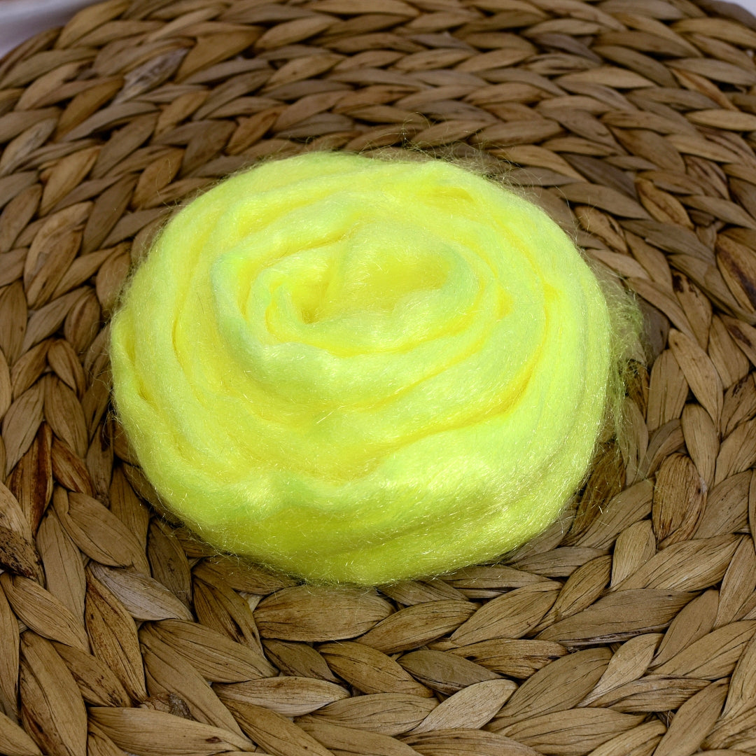 Firestar Fibre Trilobal Nylon Hand Dyed Fluo Yellow| Firestar Fibre | Sally Ridgway | Shop Wool, Felt and Fibre Online