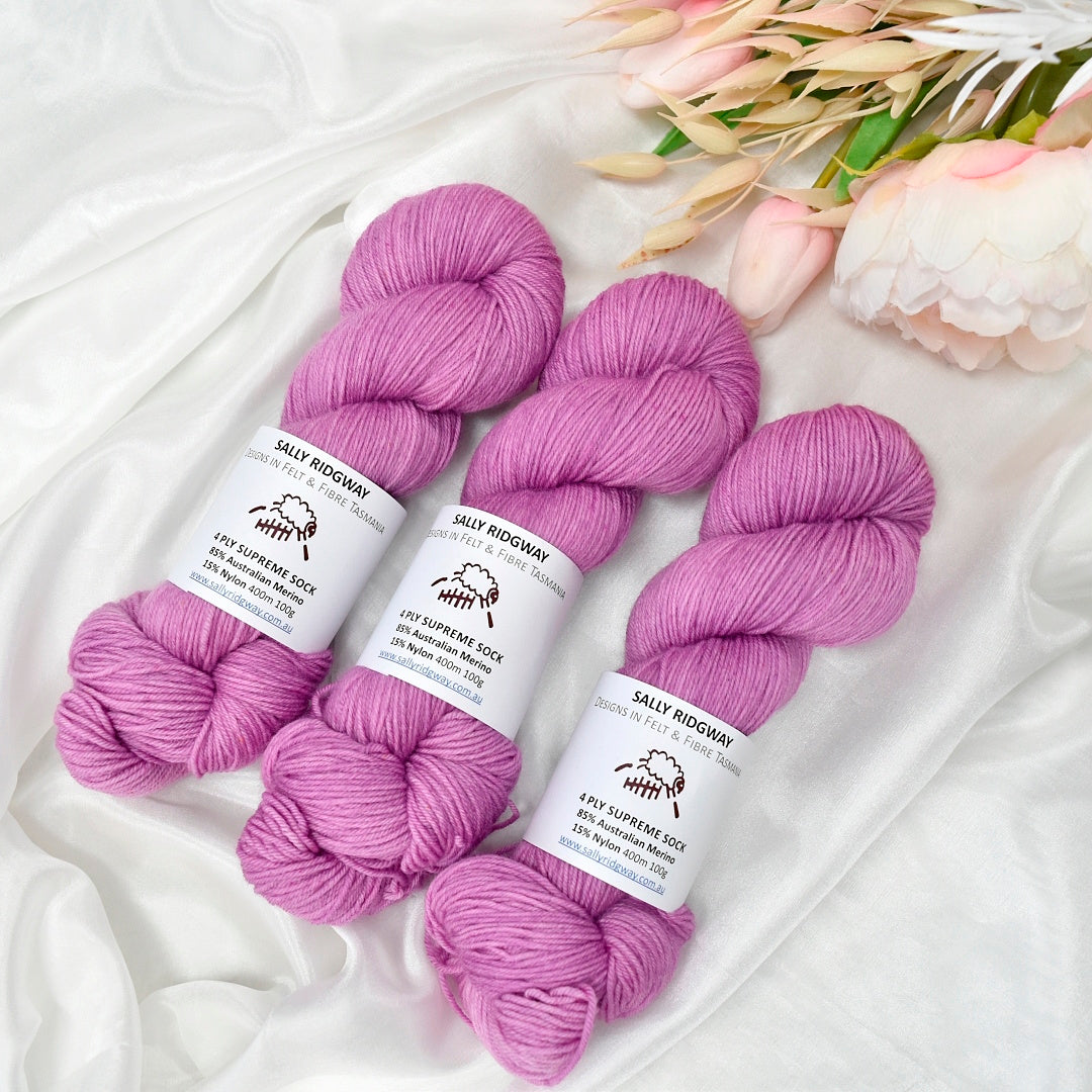 Fussy Pink Hand Dyed 4 ply Supreme Sock Yarn