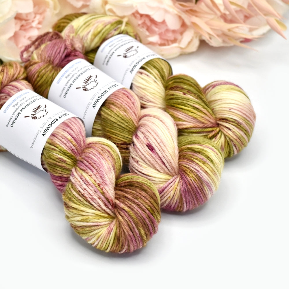 Chintz Bouquet on 8 Ply Superwash 100% Merino Yarn| 8 Ply Superwash Merino Yarn | Sally Ridgway | Shop Wool, Felt and Fibre Online