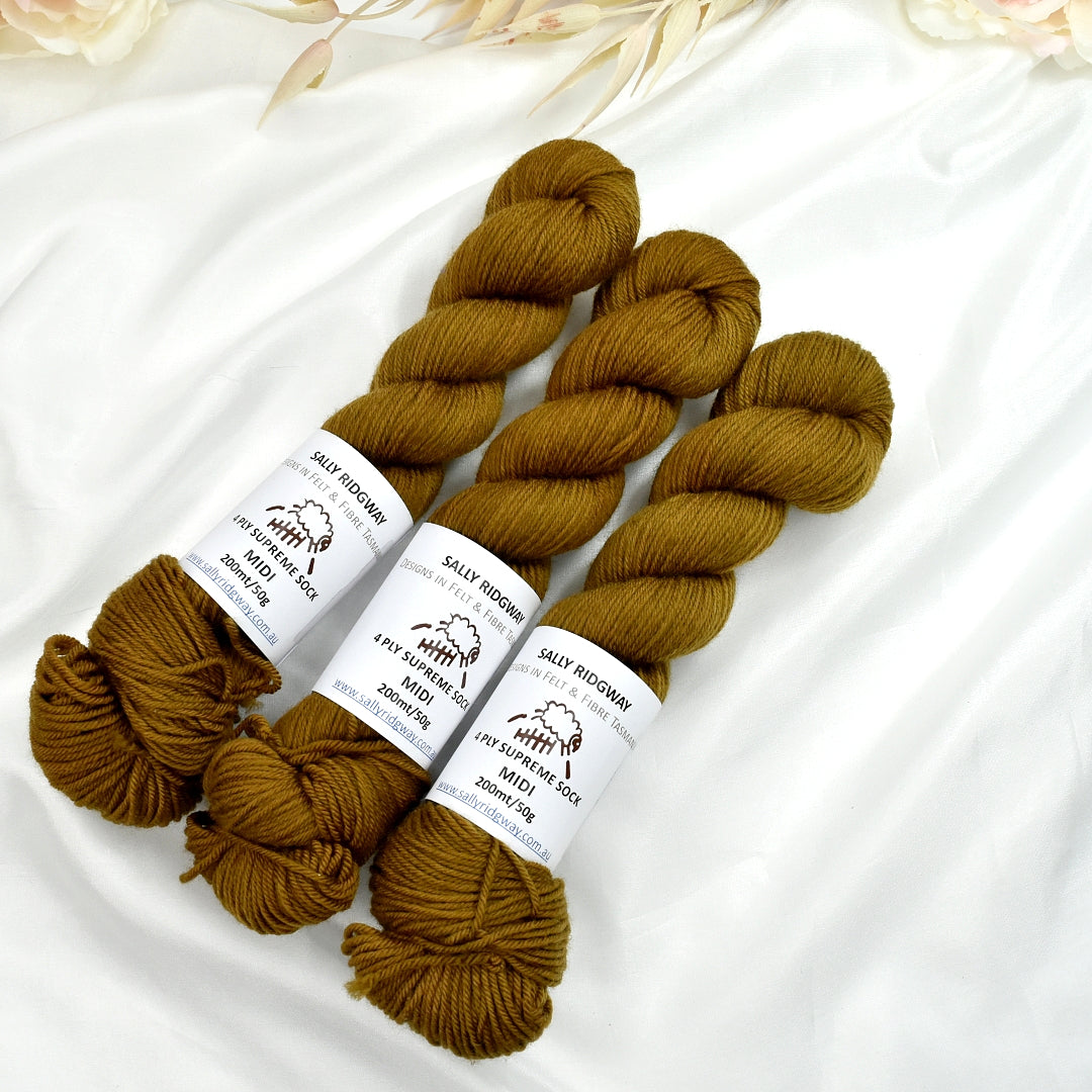 Gingernut 50g Midi Half Skein| 4 Ply Midi Skeins | Sally Ridgway | Shop Wool, Felt and Fibre Online