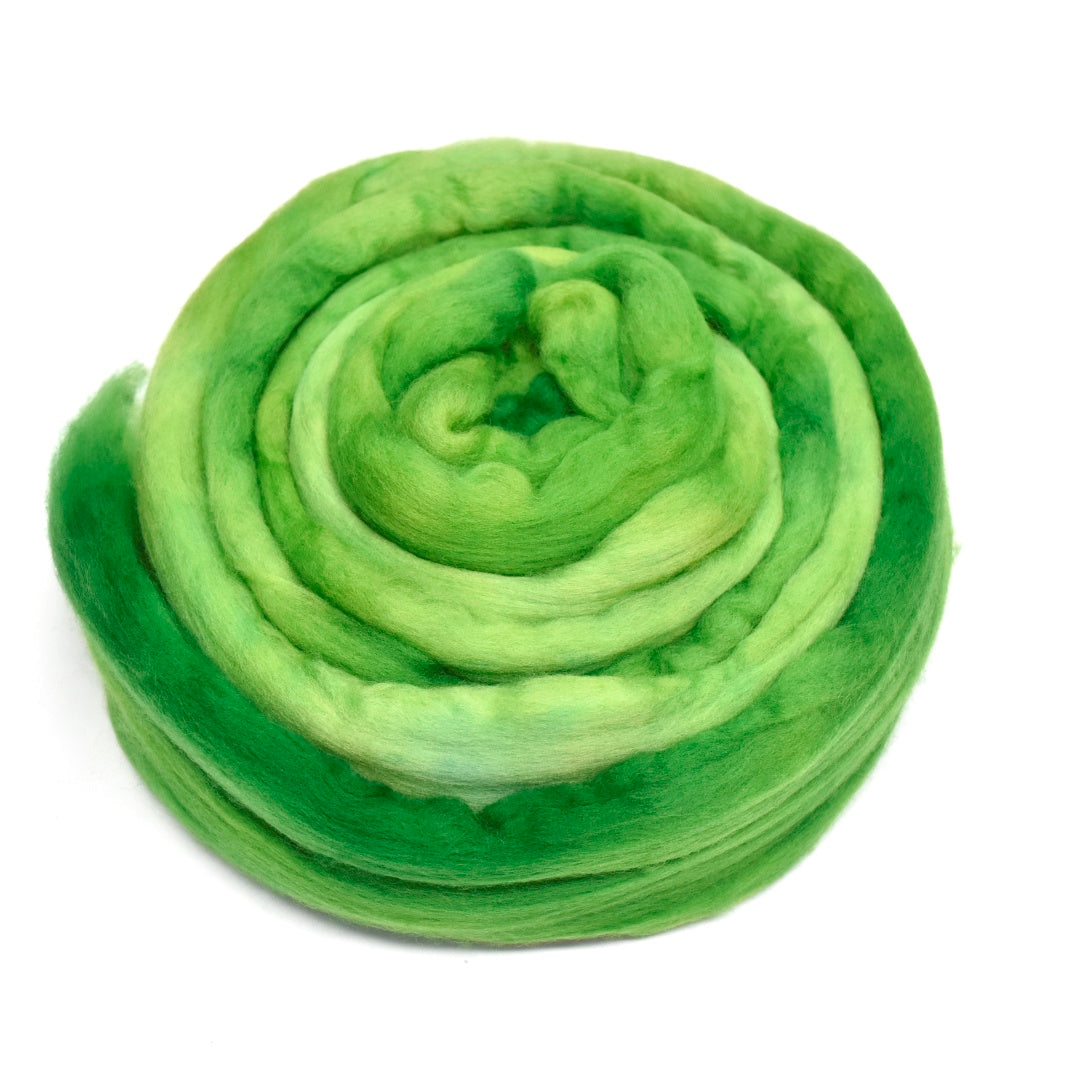 Tasmanian Merino Wool Combed Top Hand Dyed Pear Green - Sally Ridgway Designs in Felt &amp; Fibre - Australia