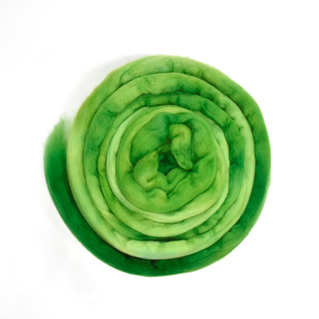 Tasmanian Merino Wool Combed Top Hand Dyed Pear Green - Sally Ridgway Designs in Felt &amp; Fibre - Australia