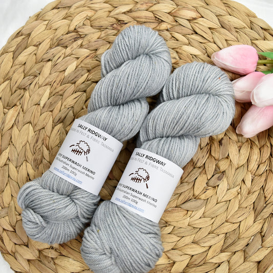 Mist on 8 Ply Superwash 100% Merino Yarn| 8 Ply Superwash Merino Yarn | Sally Ridgway | Shop Wool, Felt and Fibre Online
