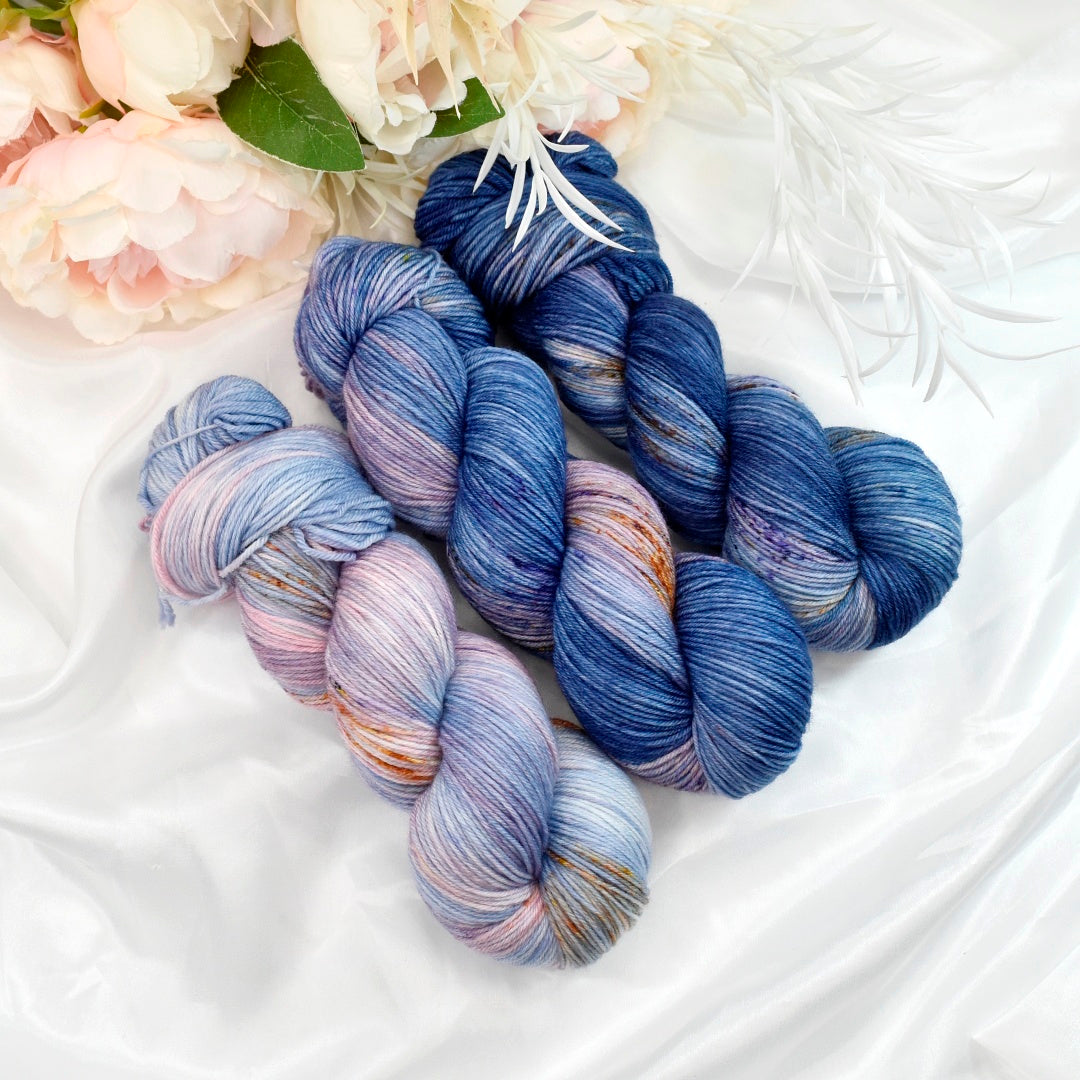 Pink Denim 3 Skein Fade Set-Sock Yarn-3-Sally Ridgway Designs in Felt &amp; Fibre