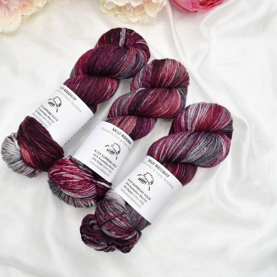 8 ply Supreme Sock in Blackberry| 8 Ply Supreme Sock | Sally Ridgway | Shop Wool, Felt and Fibre Online
